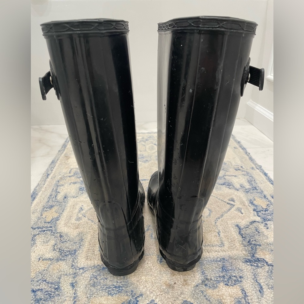 Hunter Boots Huntress Wide Leg Rain Boots, Black Size… Gem